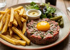 Tartare de bœuf avec frites maison