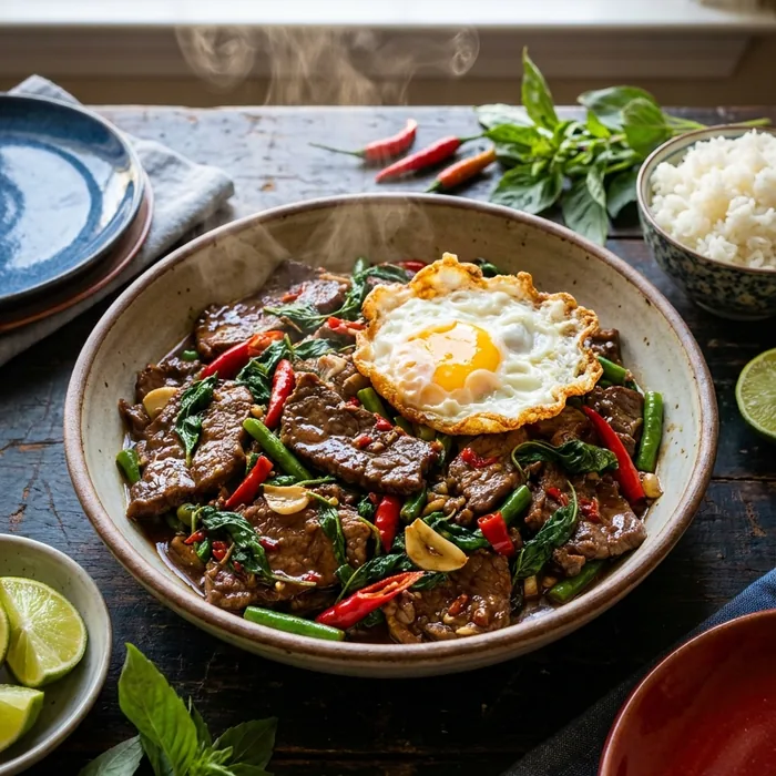 Bœuf sauté au basilic thaï